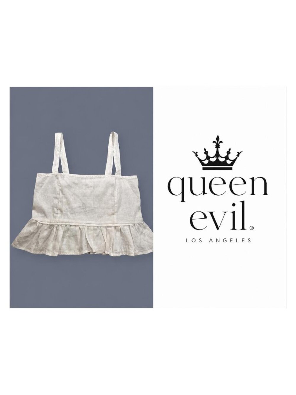 Queen Evil White Linen Blend Smocked Crop Top XL - New With Tags